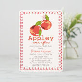 Invitation de mariage Apple Ever After Cadre Rouge (Debout devant)