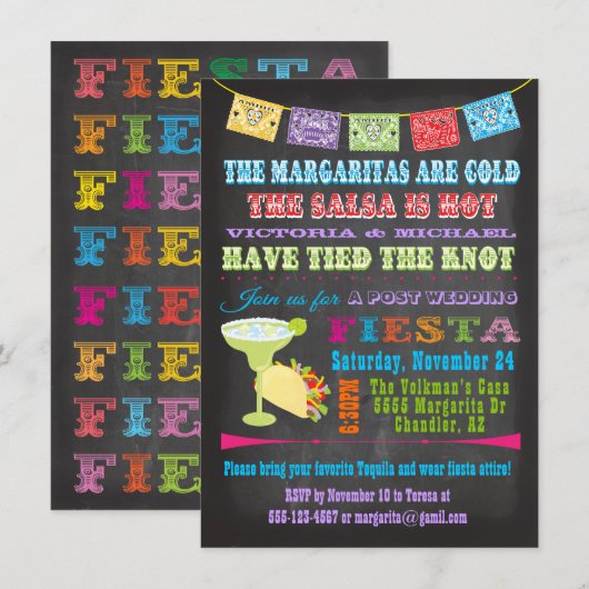 Invitation de mariage après la fête mexicaine (Devant / Derrière)