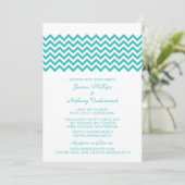 Invitation de mariage Aqua Simple Chevron (Debout devant)