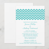 Invitation de mariage Aqua Simple Chevron (Devant / Derrière)