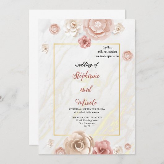 invitation de mariage aquarelle (Devant / Derrière)