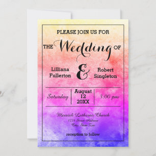 Invitation de mariage - Aquarelle arc-en-ciel