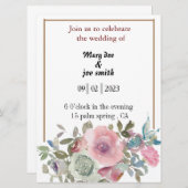 invitation de mariage aquarelle florale (Devant / Derrière)