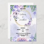 Invitation de mariage aquarelle florale verte et v (Devant / Derrière)