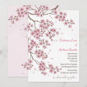 Invitation de mariage aquarelle Sakura (Devant / Derrière)