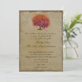 Invitation de mariage Arbre à coeur rouge en or mu (Debout devant)