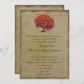 Invitation de mariage Arbre à coeur rouge en or mu (Devant / Derrière)