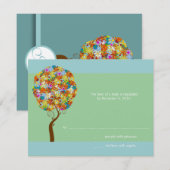 Invitation de mariage Arbre d'amour Fleur Bleu Aqu (Devant / Derrière)
