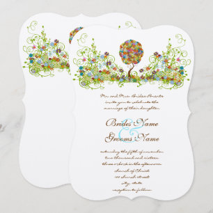 Invitation de mariage arbre d'amour fleur patchwor