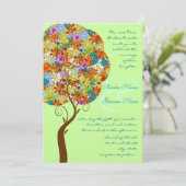 Invitation de mariage arbre fleuri patchwork amour (Debout devant)
