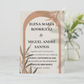 Invitation de mariage Arche de terre cuite Branche (Debout devant)