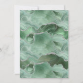 Invitation de mariage argentée à l'agate vert saug (Dos)