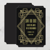 Invitation de mariage Art Déco à sauver la date (Devant / Derrière)