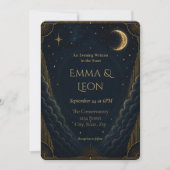 Invitation de mariage Art Déco céleste | Bleu mari (Devant)
