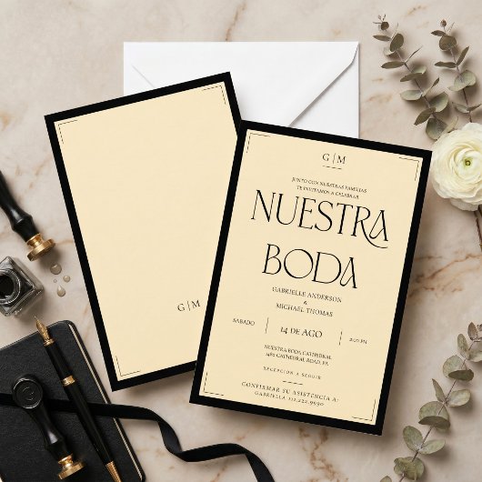 Invitation de Mariage Art Déco Élégante Nuestra Bo