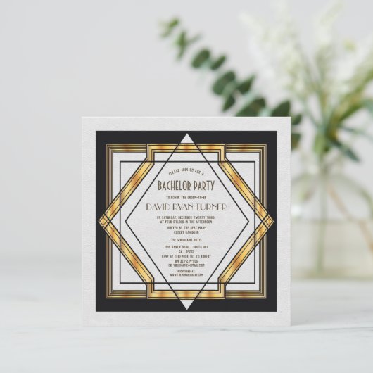 Invitation de mariage Art Déco Gatsby le Magnifiqu (Debout devant)