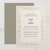 Invitation de mariage Art Déco or (Devant / Derrière)