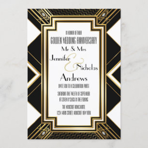 Invitation de mariage Art Déco pour anniversaire d