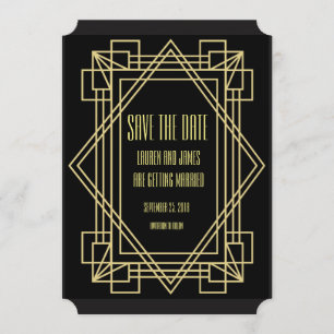 Invitation de mariage Art déco pour annoncer la da
