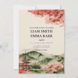 Invitation de mariage asiatique à la floraison des