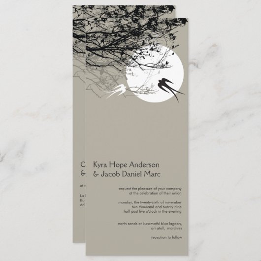 Invitation de mariage asiatique en hirondelle orie (Devant / Derrière)