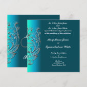 Invitation de mariage Aspect gaufré Aqua Classique (Devant / Derrière)