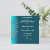 Invitation de mariage Aspect gaufré Aqua Classique (Debout devant)