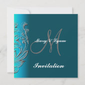 Invitation de mariage Aspect gaufré Aqua Classique (Dos)