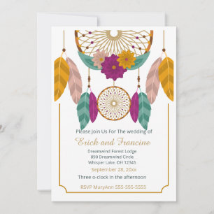 Invitation de mariage attrape-rêves inspirée des A