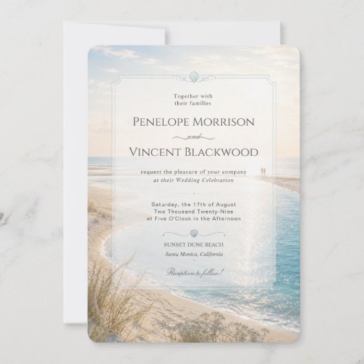 Invitation de mariage au bord de la mer (Devant)