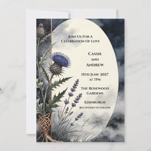 Invitation de mariage au chardon des Highlands de (Devant)
