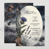Invitation de mariage au chardon des Highlands de (Devant / Derrière)
