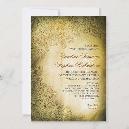 invitation de mariage au design vintage usé (Devant)
