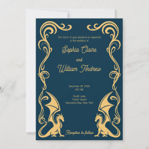 Invitation de mariage au dragon médiéval