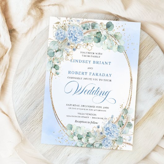 Invitation de mariage au eucalyptus et hydrangea b