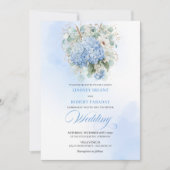 Invitation de mariage au jardin avec hydrangea ble (Devant)