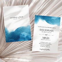 Invitation de mariage au lavis bleu aquarelle