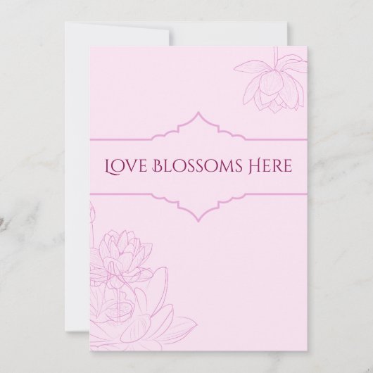 Invitation de mariage au lotus rose (Devant)