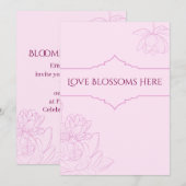 Invitation de mariage au lotus rose (Devant / Derrière)