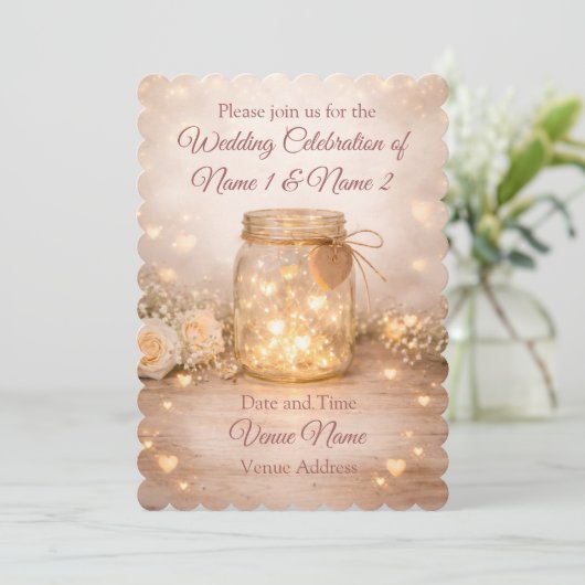 Invitation de mariage au pot Mason romantique (Debout devant)