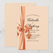 Invitation de mariage au ruban de satin pêche  (Devant / Derrière)