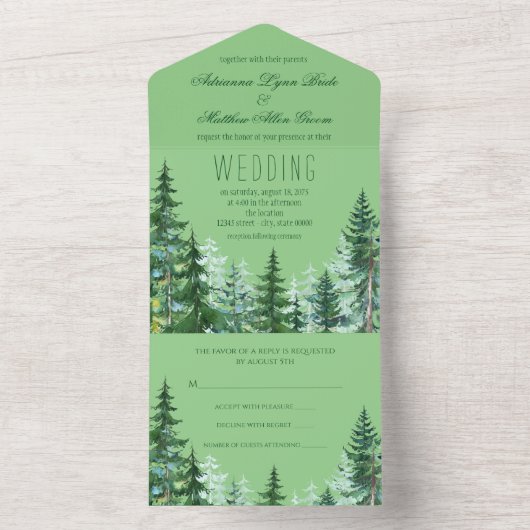 Invitation de mariage au sapin (À l'intérieur)