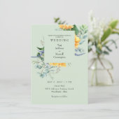 Invitation de mariage au tournesol aquarelle vert (Debout devant)