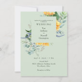 Invitation de mariage au tournesol aquarelle vert (Devant)