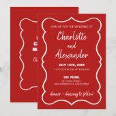 Invitation de mariage audacieuse colorée rétro fun (Devant / Derrière)
