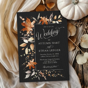 Invitation de mariage automnal à l'aquarelle Feuil