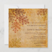Invitation de mariage automnal aux feuilles de lau (Dos)