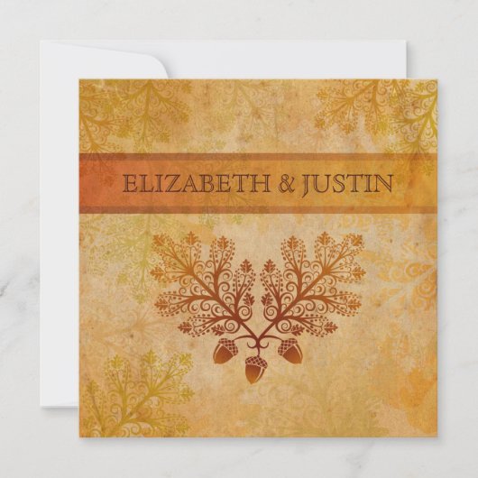 Invitation de mariage automnal aux feuilles de lau (Devant)