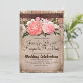 Invitation  de mariage automnal avec effet bois rustique, fle (Debout devant)