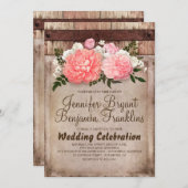 Invitation  de mariage automnal avec effet bois rustique, fle (Devant / Derrière)